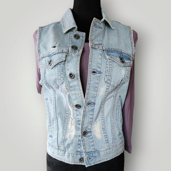 HURLEY Denim Destroyed/Distressed Vest - Picture 5 of 9